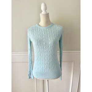 Merona Size S Aqua Cable Knit Crew Neck Sweater - EUC
